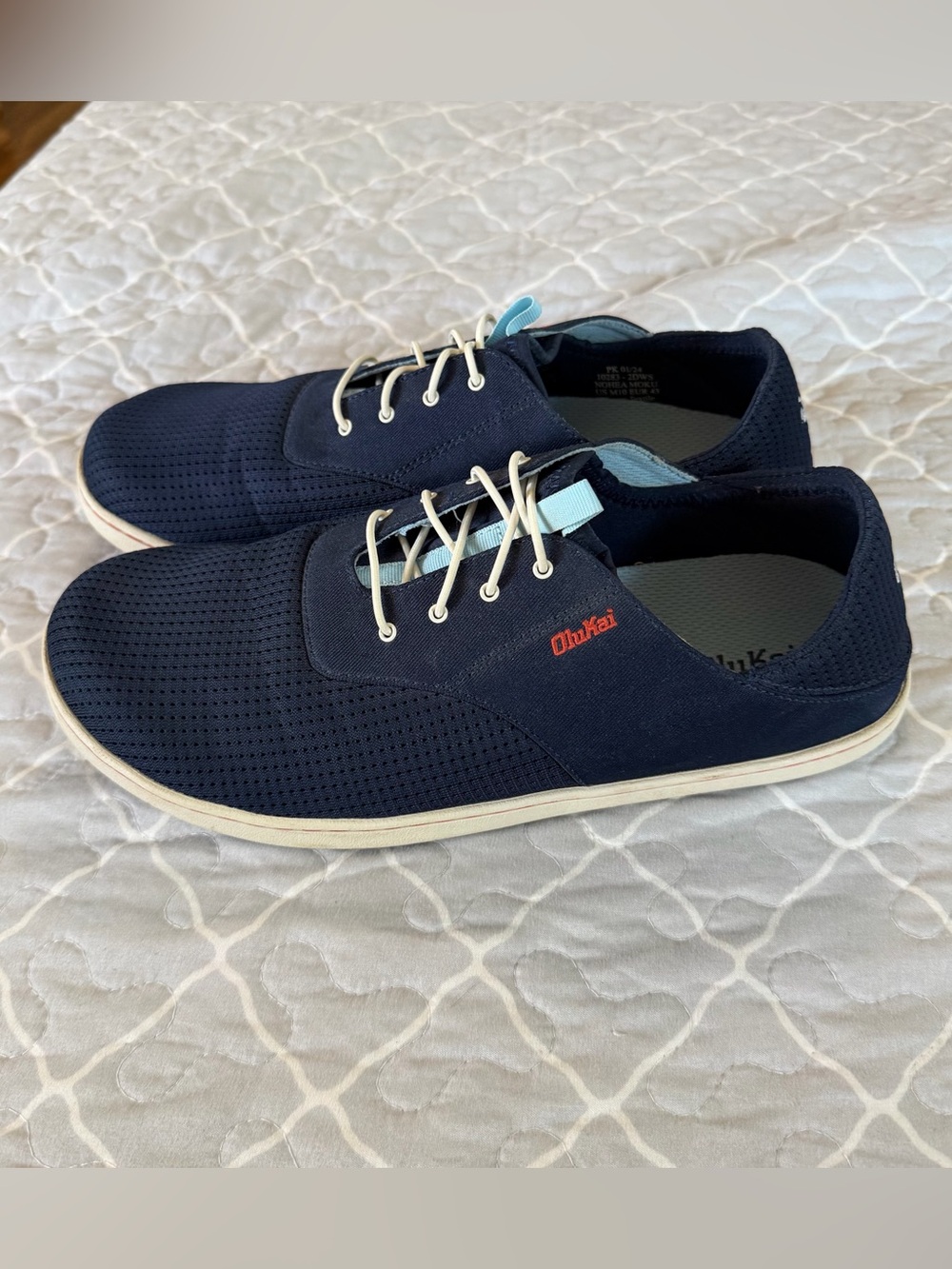 Olukai Nohea Moku Men’s No-Tie Boat Shoes Size 10 Breathable/quick dry Navy